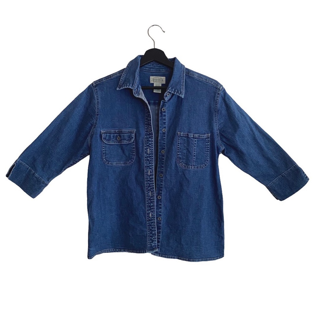 SOLD Vintage Pearl Accent Clasp Jean Jacket M P